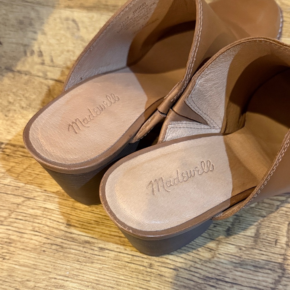 Women’s Madewell Tan Leather Mule Heels size 10 - Picture 2 of 9